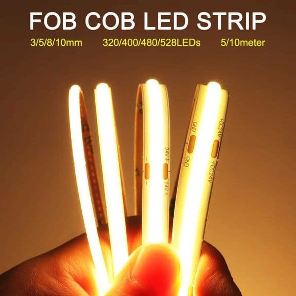 12V LED Strip Light 24V Adhesive LED Ribbon Tape 5m 10m COB LED Strip Lights Lined Lighting Diode Tape 16.4FT for Room Decor CL240815