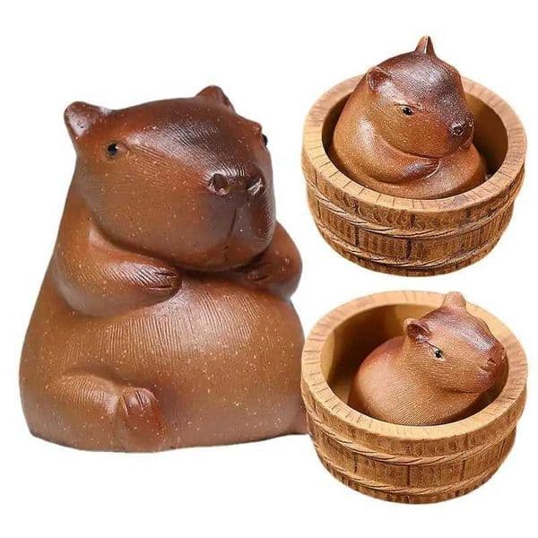 Capybara Purple Clay Tea Pet capybara healing cute tea table ornaments Chinese Kung Fu Tea Set Home desktop decoration giftsXJ240814