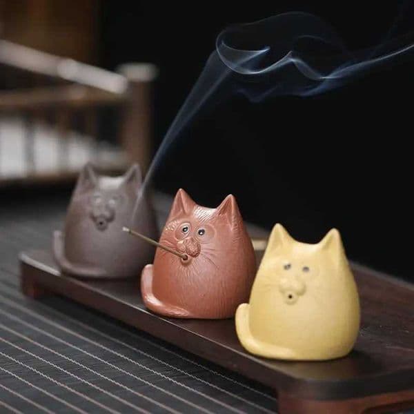 Zisha Clay Tea Pet Decoration Statue Boutique Tea Decoration Decorative Zisha Cat Sculpture For Coffee Table AromatherapyXJ240814
