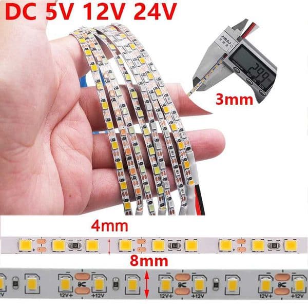 DC 5V 12V 24V Led Strip Light SMD 2835 120LEDs Flexible LED Tape Ribbon TV Backlight Single Row 3mm 4mm 8mm Width PCB CL240815