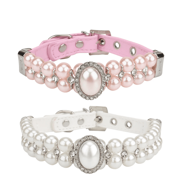 2026 New Luxury Dog Cat Big Pearl With Crystal Rhinestone Diamond Decor, Adjustable Cute Fashion Pet PU Leather Collars Necklace For Wedding