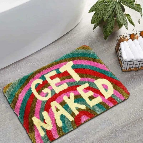 Rainbow Get Naked Bath Mat Soft Tufted Bathroom Rugs Bathtub Mat Entrance Doormat Living Room Apartment Home Decor CarpetM240816