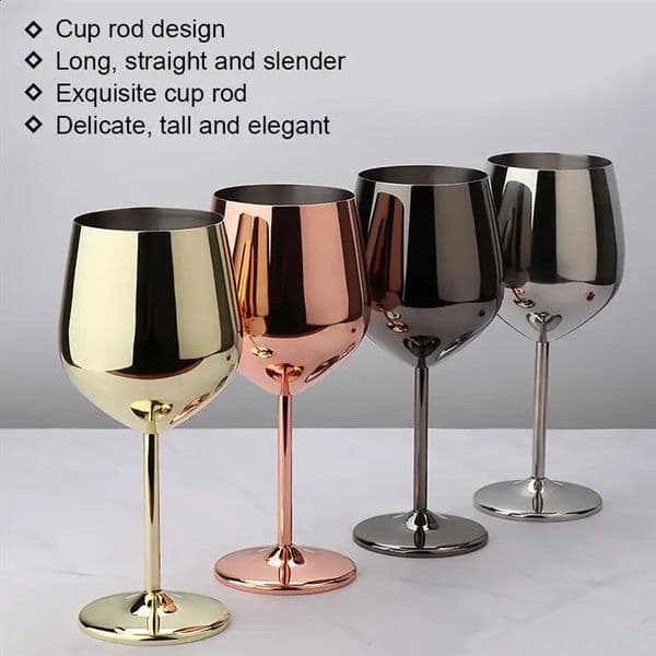 1Pc 500ml Stainless Steel Goblet Champagne Cup Wine Glass Cocktail Glass Creative Metal Wine Glass for Bar Restaurant wine glass 240815