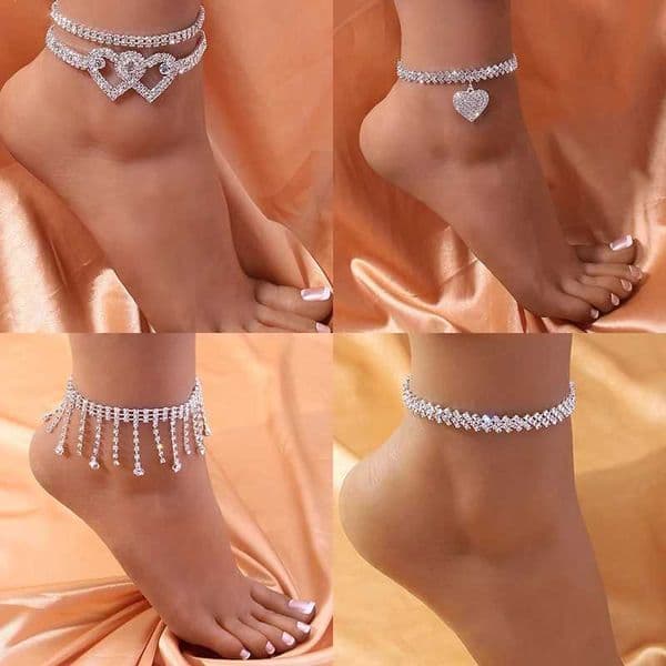 Fashionable rhinestone chain ankle womens luxurious shiny ankle bracelet leg womens wedding party jewelry foot accessories W241217