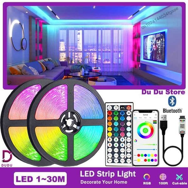LED Strip Lights Bluetooth Music Sync RGB Led Tape TV Backlight Led Lights for Room Decoration Luces Led 10m 20m 30m Neon Light CL240815
