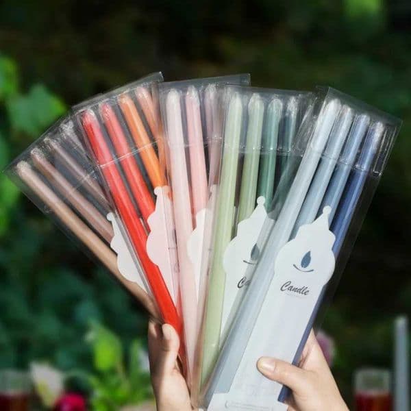 4pc Gradient Color Candle Conical Long Rod Candles Dripless Smokeless Candle Romantic Wedding Birthday Party Table Decoration Y240815