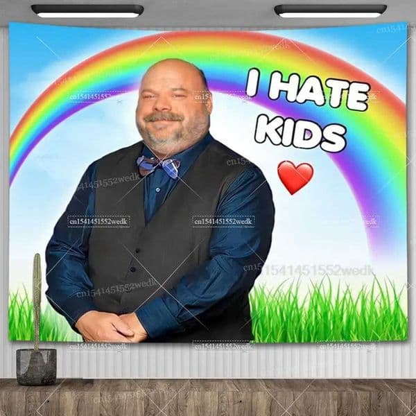 Bertram I Hate Kids Wall Decor Flag Tapestry Aesthetic Room Decor Funny Kawaii Meme Tapestry Home Decoration Backdrops Party Y240816