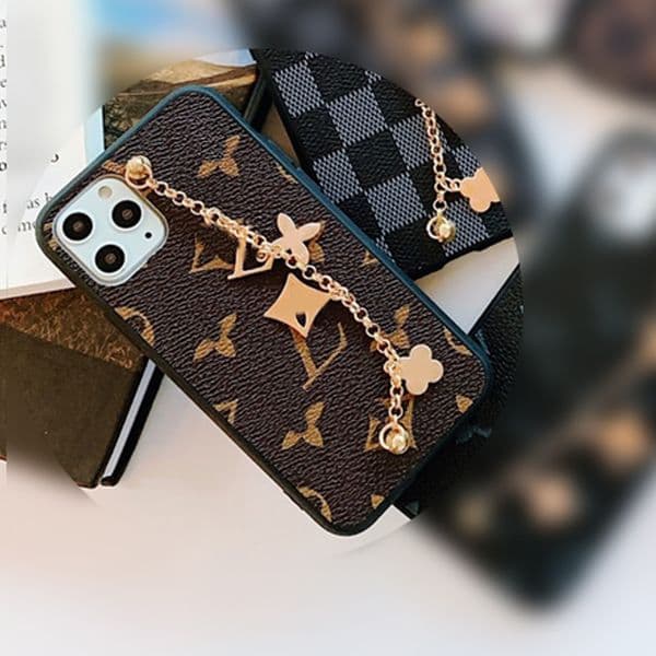 Designer iPhone Case for Various Models Including 14 Plus, 13 Promax, XS Max Includes Stylish Metal Bracelet Holder