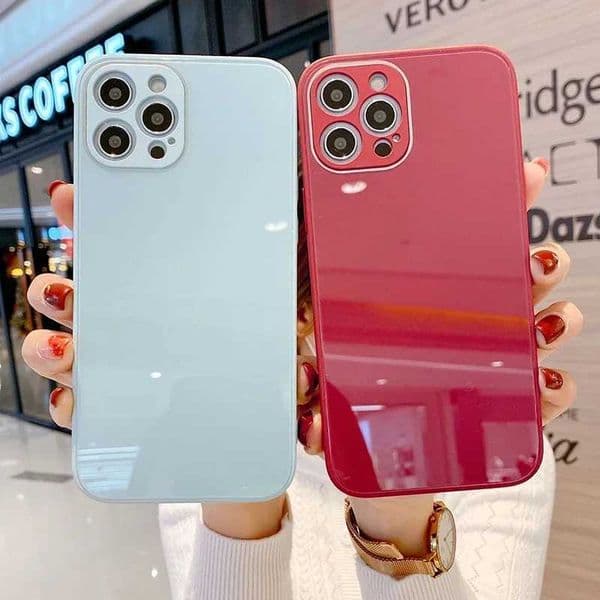 Soft TPU Frame Phone Case For iPhone 15 14 13 12 Mini 11 Pro Max XS Max XR X 8 7 Plus SE 2022 2020 Tempered Glass Back CoverM240816