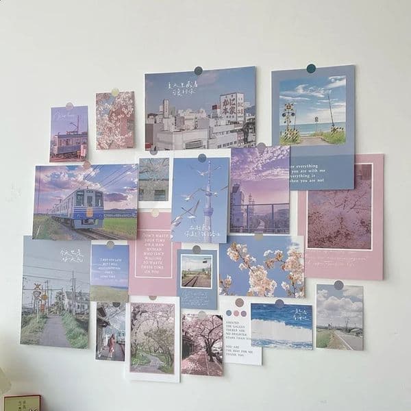 Ins Nordic Retro Wall Decorative Po Card Stickers Bedroom Art Postcard Decoration DIY Wall Card Stickers Pography Props 240816