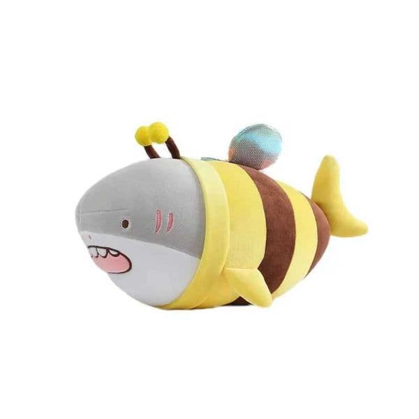 28/38/48cm Cartoon Throwing Pillow Shark Bee Creative Plush Toy Super Soft Elastic Cotton Pillow Backrest Good Gift W240816