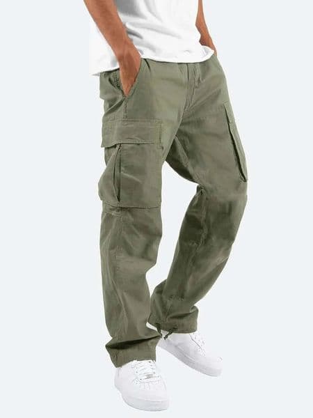 summer cotton mens cargo pants drawstring casual fashion cargo pants mens side multi-pocket casual pants 240816