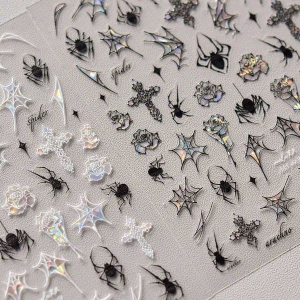Luxury High Quality Black And White Sparkling Shell Lamp Web Rose Nail Art Sticker Design Craft Tool maquillaje Ms-468 H260209