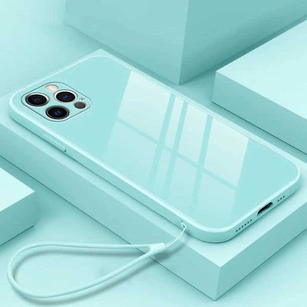 Luxury Square Liquid Tempered Glass Phone Case For iPhone 15 14 13 12 11 Pro XS max XR SE X XS 8 7 Plus Ultra-thin Lanyard CoverM240816