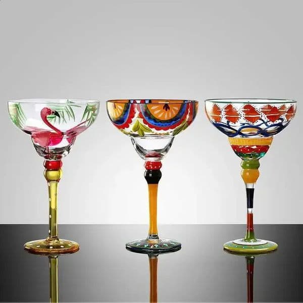 Handmade Colorful Margarita Glasses Lead-free Crystal Cocktail Goblet for Home Bar Wedding Party 240815