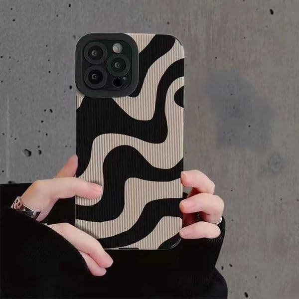 Fashion Zebra Stripe Black White Phone Case For iPhone 14 11 12 13 15 Pro Max 14 15 7 8 Plus X XS Max XR Shockproof Soft CoverM240816
