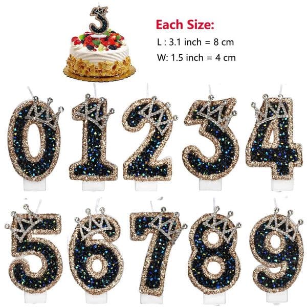 Birthday Cake Candles Number 0-9 Wedding Anniversary Party Supplies Y240815