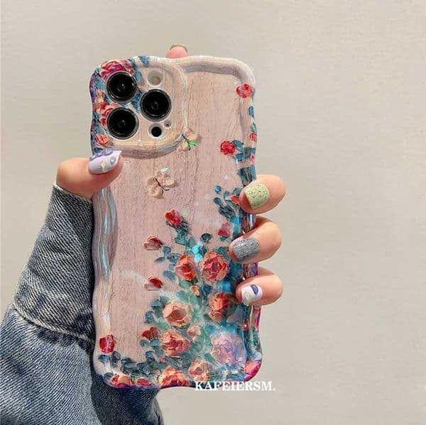 New Arrival Laser Blue Light Flowers Phone Case For iPhone 14 Pro Max 11 12 13 Pro Max 14Pro 13Pro Luxury Shockproof TPU Soft Silicone Cover T250322