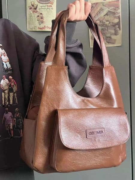 American Vintage Tote Bag HighCapacity Womens Bags Spring Summer 2024 In Shoulder Brown Handbag 240815