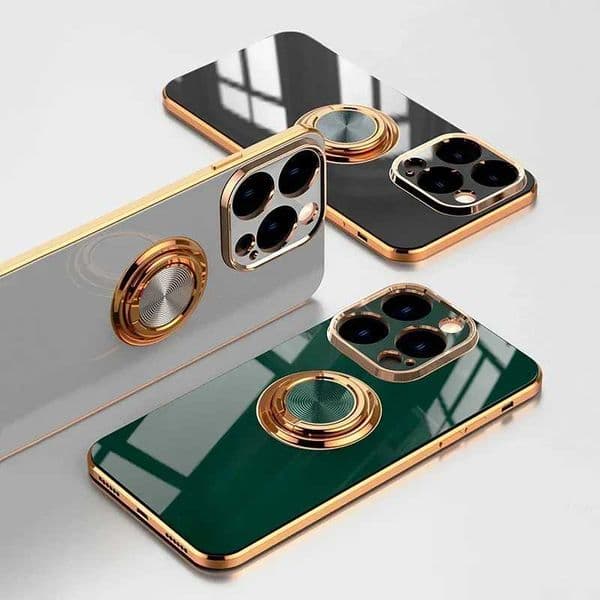 Luxury Silicone Case For iPhone 15 14 13 12 11 Pro Max XS 8 7 7Plus 8Plus SE 2020 2022 15Pro 14Pro Soft Cover With Ring Holder AM240816
