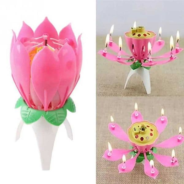 Joy Singing Music Birthday Candle Monolayer Lotus Candle Flowering Music Candle Kids Candles Wax Party Cake Decoration Y240815