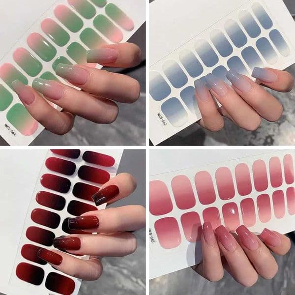 Semi cured gel nail sticker solid nail semi baked tip full UV nail sticker lamp N0R7 W240815