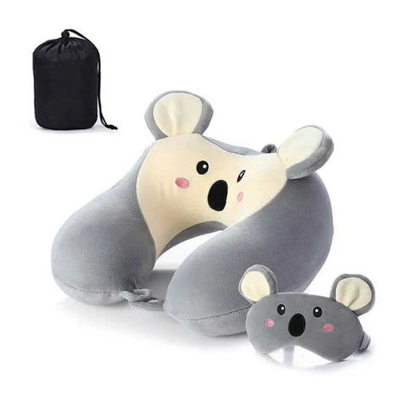 1 set of travel neck pillow and eye mask set U-shaped office flight rest cushion health care W240816