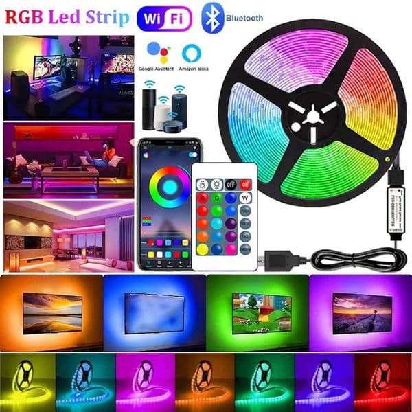 Led USB Strip Lights 1-30M Color Changing 5050 RGB LED Lights WIFI Bluetooth Control Flexible Lamp Tape TV Backlight Room Decor CL240815