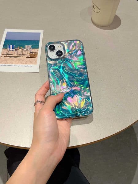 Blue water-ripple Lotus flower summer cover for iphone 13 15 15pro 13pro 11 12pro 15promax 14pro 14 pro max phone case protectM240816
