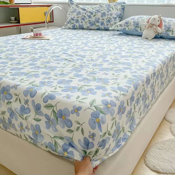 Sheet 100% pure cotton bedding elastic2pc pillowcase childrens adult double large mattress protective bedding set 240816