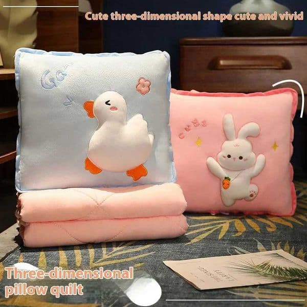 Cartoon 3D animal throwing pillow 2-in-1 dual-purpose nap pillow office sofa blanket cushion pillow cartoon 3D home decoration W240816