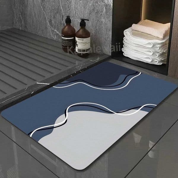 Diatom Floor Diatom Mud Mat Bathroom Non-Slip Diatom Mud Toilet Pad Quick-Drying Home Rubber Bath Mat Shower Irregular Art RugM240816