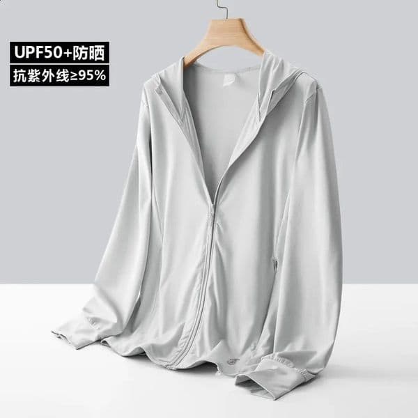 Full Zip Mens Sun Protection Hoodie Shirt UPF 50 Long Sleeve SPF Rash Guard Fishing Swimming Light Weight 240815