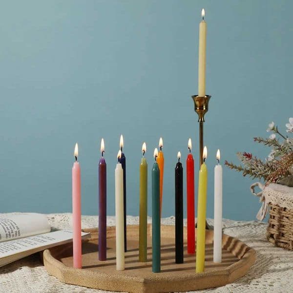 12pc/box Unscented Assorted Colors Mini Taper Candle Great For Emergency lighting Rituals Spells Wax PlayChristmas Decor Y240815