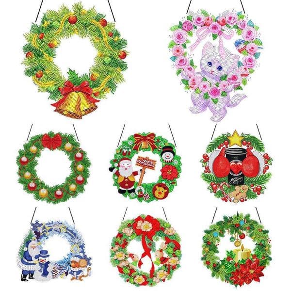 Diamond Painting Hanging Wreath Special Shaped Diamond Painting Wreath Ornament Wreaths Bells Christmas Decor Gift Giving RabbitXJ240816