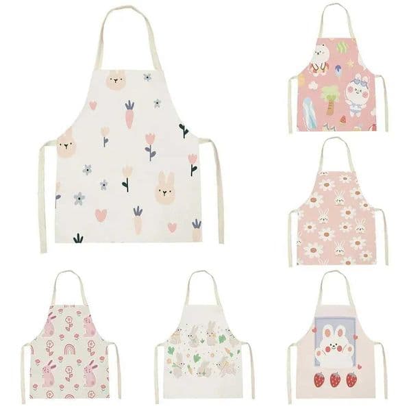 Fun Lamb Kitchen Pink Apron Home Clean Cartoon Kitten Animal Aprons Cooking Baking Kitchen Women Baking Waist Bib Adult Kids BibXJ240816