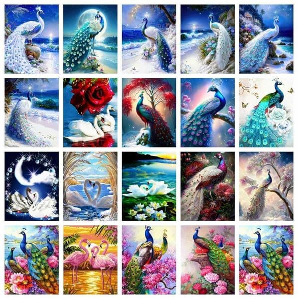 AZQSD Diamond Painting Peacock Animal Mosaic Needlework Full Drill Embroidery Sale Flower Home Decor 30x40cm Full KtsXJ240816
