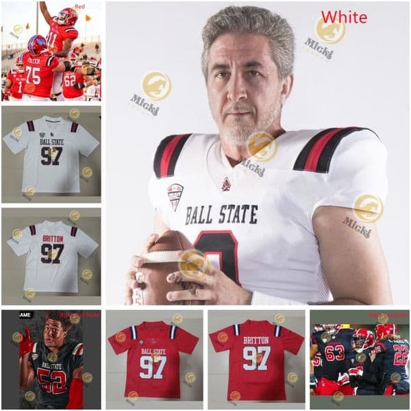 Ball State Football Jersey Justin Bowick Ty Robinson Qian Magwood Yaser Al-Awadi Jon Mucciolo Ethan Crowe Custom Stitched Ball State Jerseys