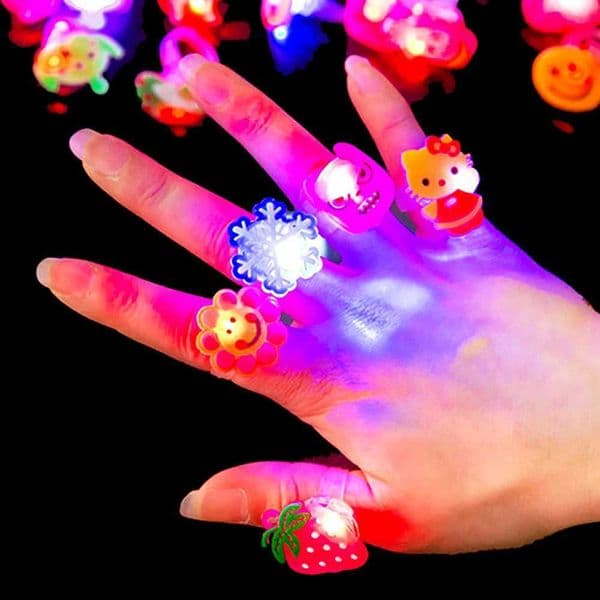 20Pcs Mini LED Cartoon Light Up Finger Ring Toys Kids Birthday Party Baby Shower Wedding Guest Gift Souvenir Halloween Gift Pack Y240817