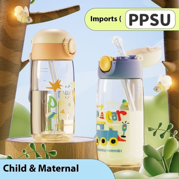 Safety First: Non-Toxic PPSU Baby Feeding Bottle with Built-in Straw - Perfect for On-the-Go Parents and Students