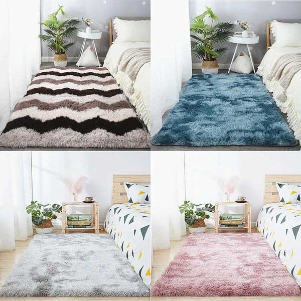 Living room silk hair tie dye carpet Home bedroom bedside table mat Nordic sofa anti slip pad Simple windproof pad W240815