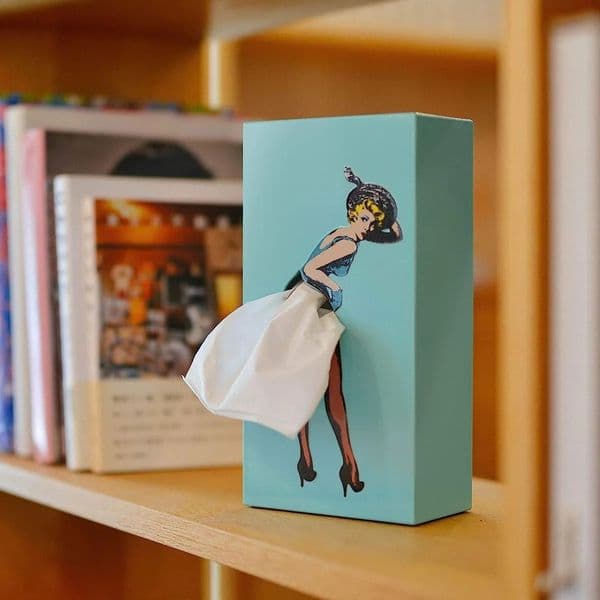 Flying skirt tissue box puffy girl face paper cartoon anime retro dancer storage 240816