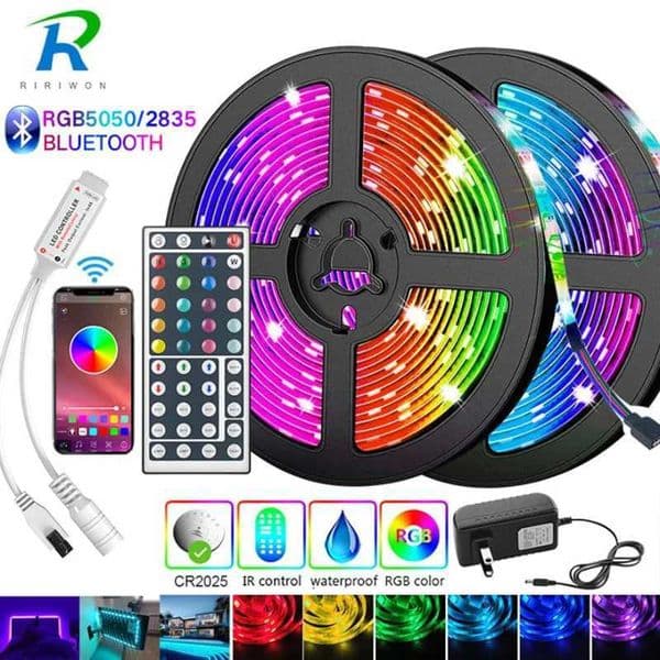 5M-30M Bluetooth LED Strip 5050 2835 IP20 RGB Strip LED Light Flexible Ribbon Stripe DC 12V RGB Diode Tape IR Controller Adapter CL240815