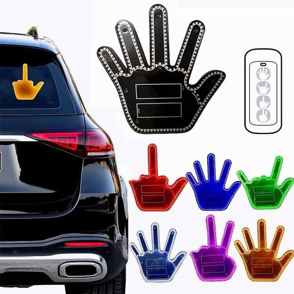 Funny Gift For Men Gesture Light Car Gadgets LED Hand Sign Car Interior Ornaments Middle Finger Light Luminous Hand For Vehicle Y240817