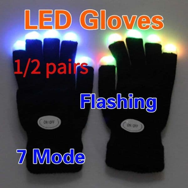 1/2Pair LED Colorful Finger Glowing Glove Flashing Light Up Magic Gloves Party Accessory For Children Adults Novelty Party Toys Y240817