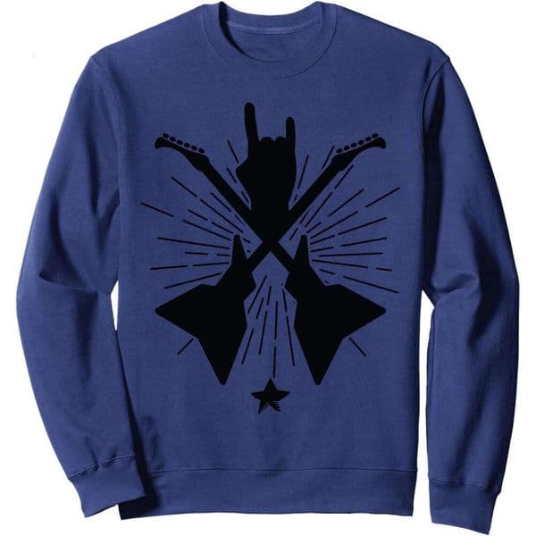 Long Sleeve Shirts For Men Sweatshirt Rock Fingers Crossing Electric Guitars Rocker Gift Sweatshirt Graphic Tee Streetwear Casual Tops Clothes sweatshirts