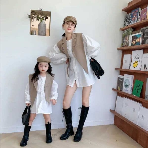 Mom and daughter dress matching clothing for parents and children childrens girl dress Dor womens dress 2021 autumn mom and me shirt W240816