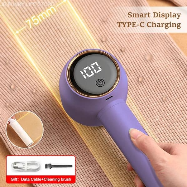 Intelligent display particle fluff removal for C-type rechargeable fabric shaver for clothing 240810