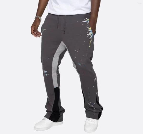 Men's Pants Flared Sweatpants Men Stacked Sweat High Quality Trousers Joggers Cargo