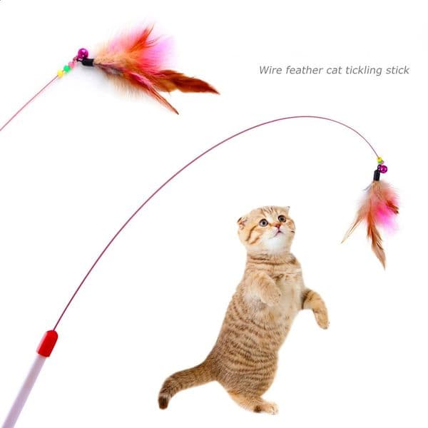Wire Feather Cat Tickling Stick Pet Products for Cats Pet Cat Toys Interactive Cat Stick Toy Kitten Playing Pet Accessories 240816